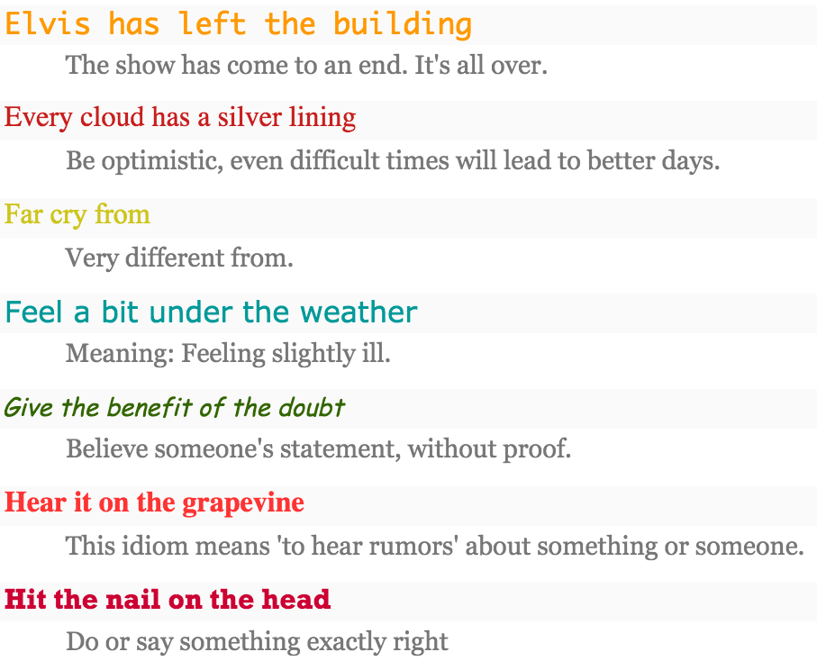 amercian idioms