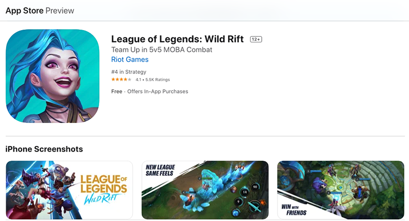 LoL Wild Rift iOS App Store Optimization - League of Legends Wild Rift on the iOS App Store