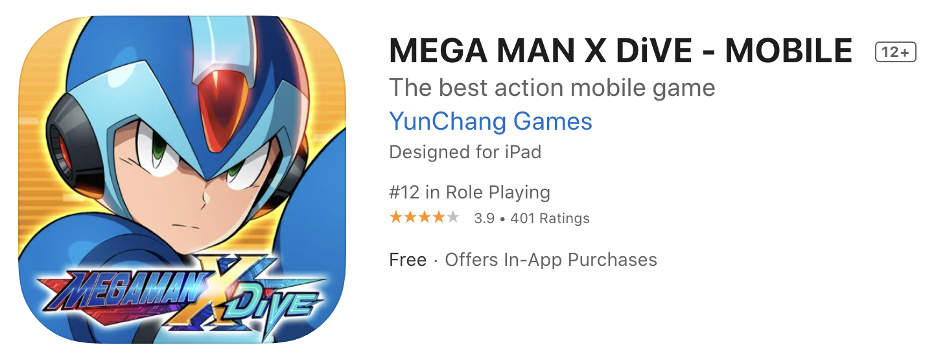 Mega Man X DIvE Title and Subtitle App Store Title Tags