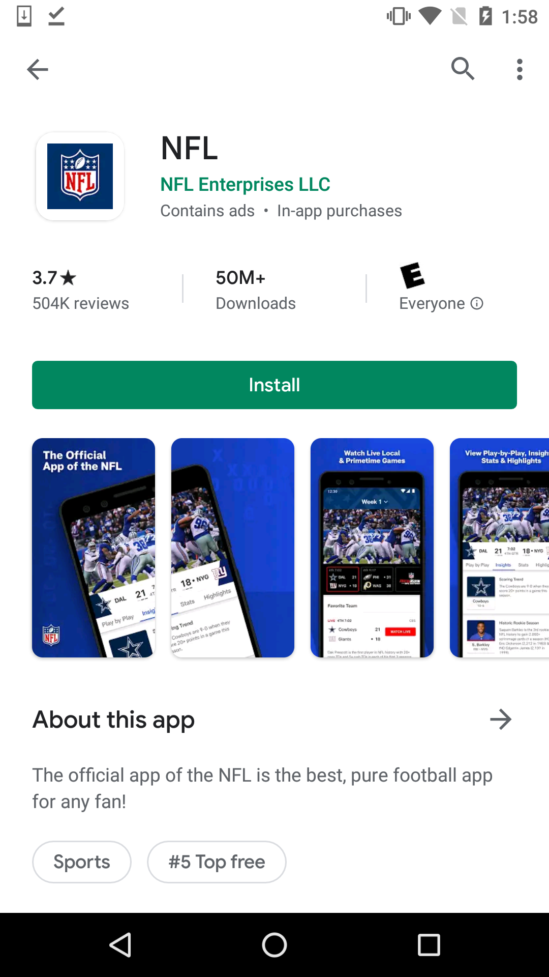 NFL App Store Screenshot Spotlight