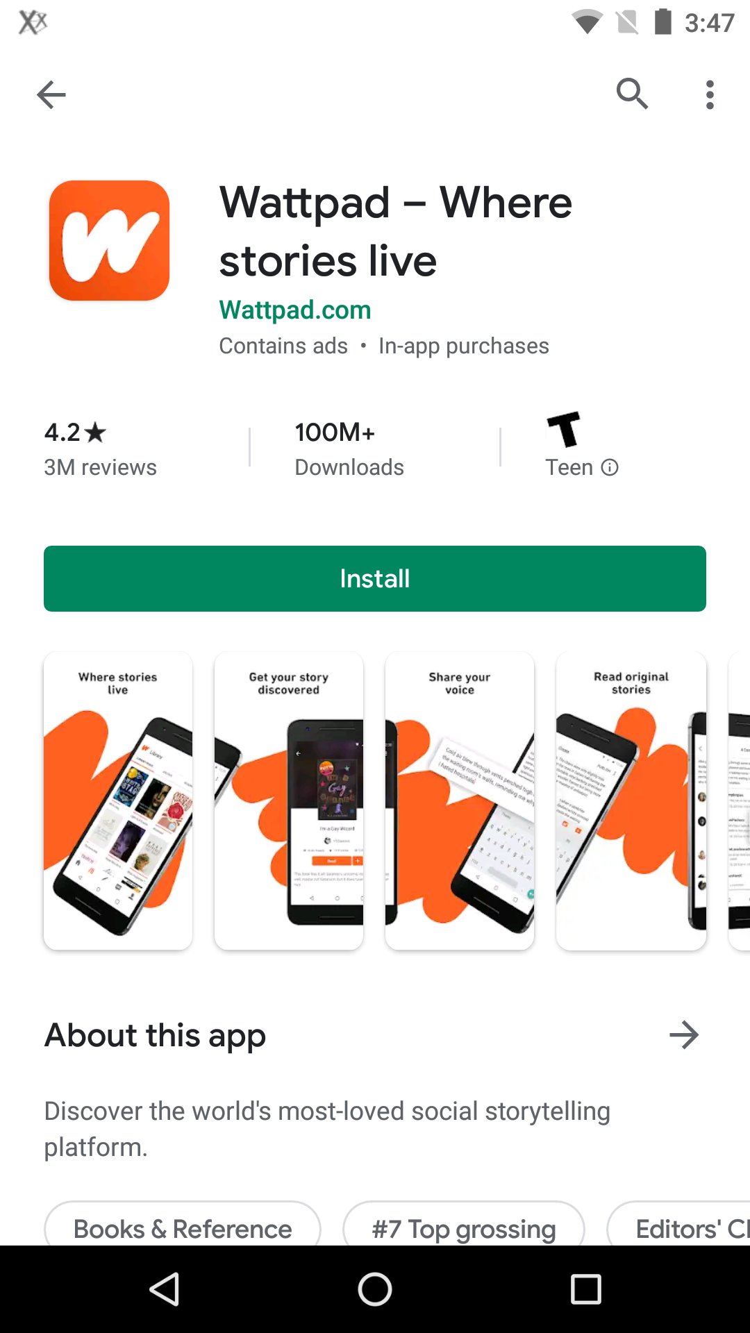 google play store screenshots showing the device model with the app in use